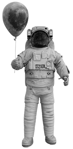 Astronaut With Moon Crater Balloon (Image)