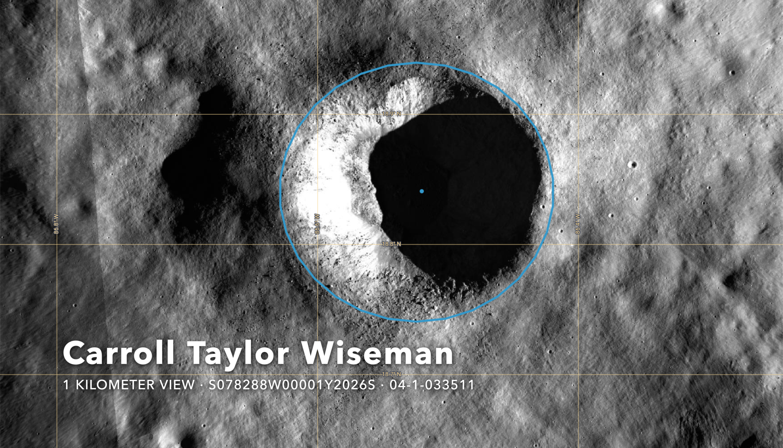 Carroll Wiseman Crater (1 kilometer view)